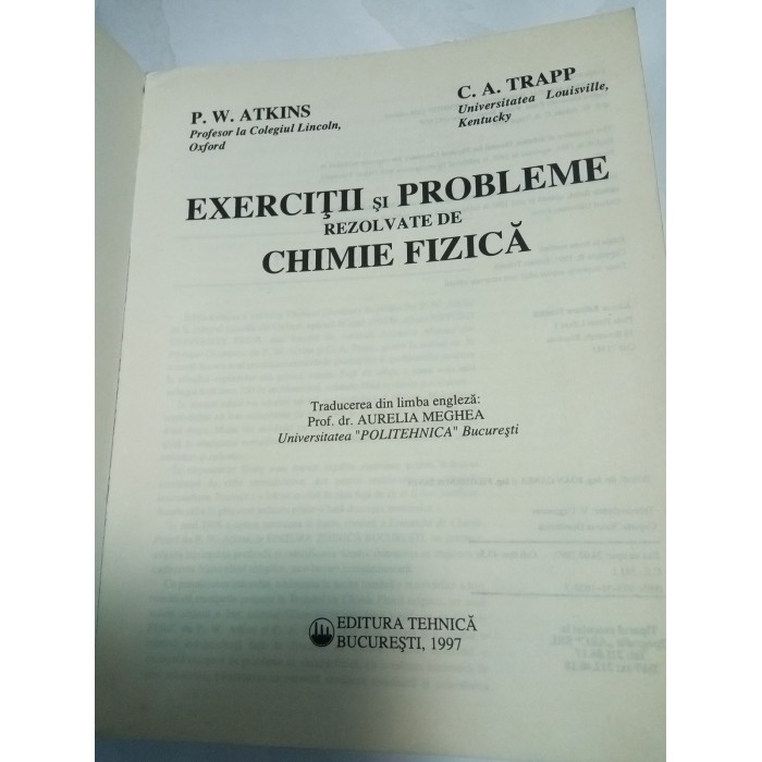 EXERCITII SI PROBLEME REZOLVATE DE CHIMIE FIZICA - ATKINS EXERCITII SI PROBLEME REZOLVATE DE CHIMIE FIZICA - ATKINS