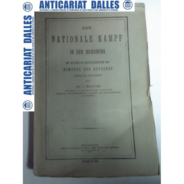 DER NATIONALE KAMPF IN DER BUKOWINA -I.NISTOR 1919